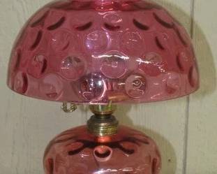 Fenton Cranberry Coin Dot Electric Lamp