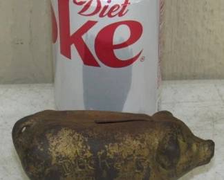 Early 1900's Cast Iron Pig Bank - Marked Decker's Iowana