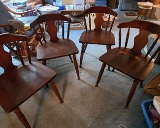 Mid Century Hard Wood Dinning Room Table Chairs (4) with showing wear
