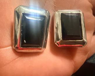 925 Onyx Clip On Earrings 