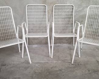085 434 4 Midcentury modern wire mesh metal armchairs