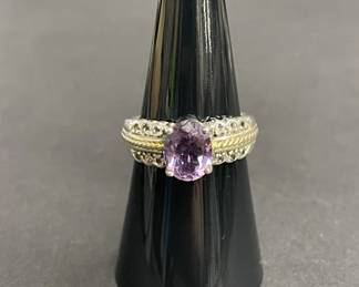 634h Vintage sterling silver and amethyst ring