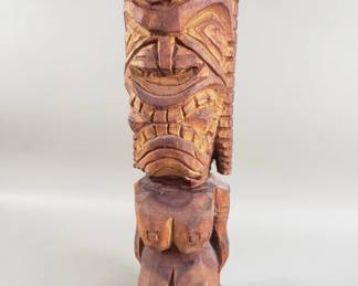 77 Vintage carved wood Tiki statue