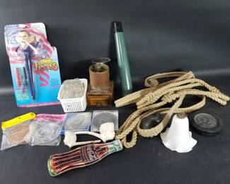 397 Box of miscellaneous bells, balscope, coin