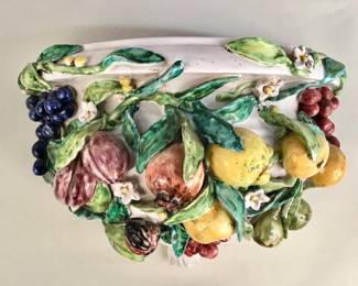 491 Large vintage Italian majolica wall pocket