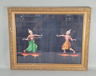 603 Vintage oil painting on fabric Thai Lapidary