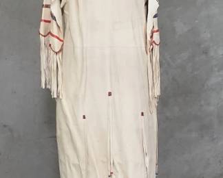 007 327 Native American buckskin beaded dress on antique
