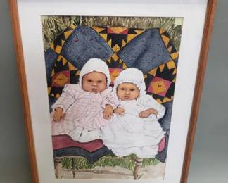 107 71 Signed Rita Gourneau Sioux twins on a bear