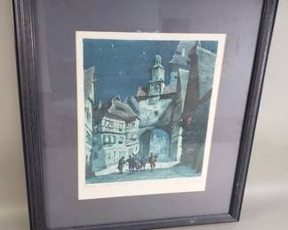 173 129 Vintage Hans Bhme signed hand colored etching