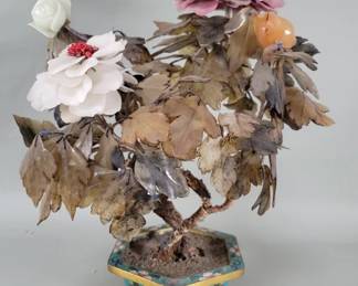 478 Vintage Chinese jade and hardstones bonsai tree
