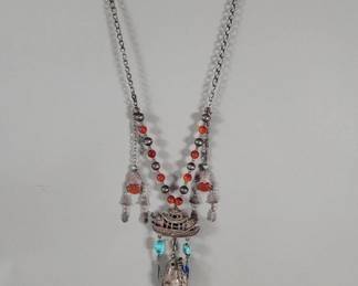 433 Silver, carnelian, turquoise Chinese Qing