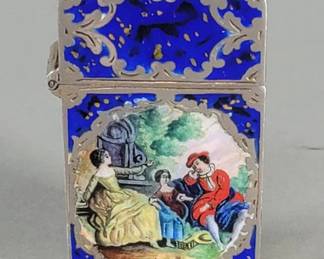510 Antique silver and enamel lighter case