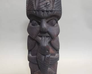 308 Vintage carved wood tiki sculpture