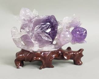 164 Carved amethyst fruits and leaves sculpture