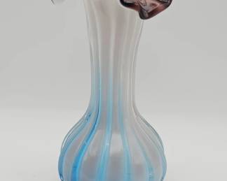 392h Vintage handblown blue, white and amethyst