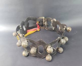 148 Vintage leather sleigh bell strap