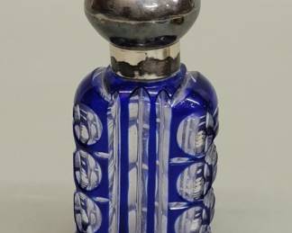 518 Antique cobalt blue cut to clear glass and