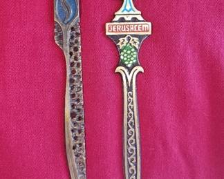 401h Two vintage Jerusalem letter openers on brass with