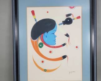 047 350 Vintage Beatien Yazz signed tempura painting