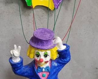 188 Vintage paper mache clown with parachute
