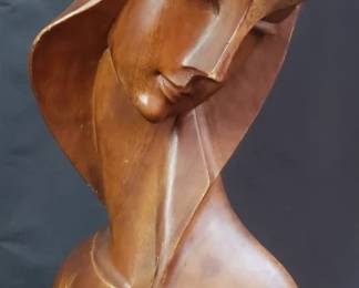 211 Vintage carved wood female bust