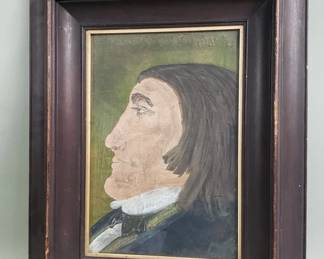 400 Naivestyle mixed media painting on panel portrait