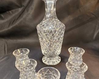 137 175 Crystal liquor set decanter and 5 glasses,