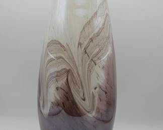 391h Vintage handblown smoky brown and cream swirl