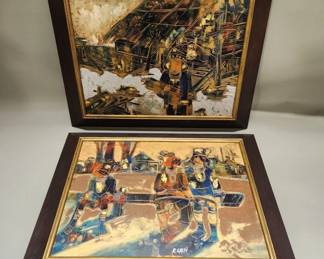 170 Pair of signed R. Sakdi vintage oil paintings on