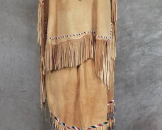 010 337 Native American leather beaded jingle dress on