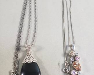 177 145 Sterling silver pendant necklaces one with onyx