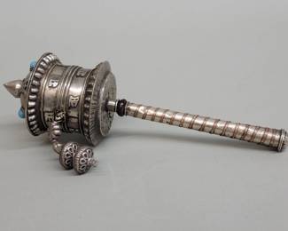 521 Vintage brass and copper Tibetan handheld prayer