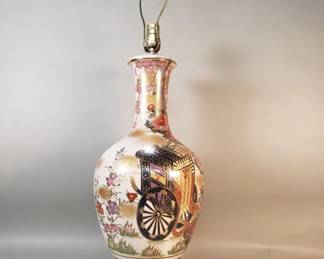 219 Japanese Satsuma ceramic table lamp