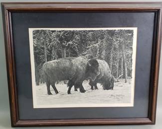373 Terry Maddox vintage print Wintering Buffalo