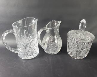 564 Group of crystal candy jar, and pitcher