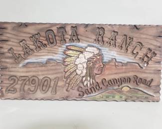 396 Vintage hand painted wood Lakota Ranch sign