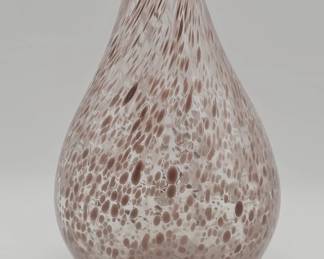 467h Vintage handblown clear and blush pink spatter