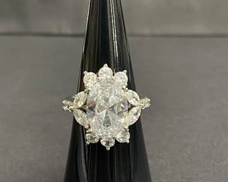 655h Sterling silver ring with marquise cubic zirconia