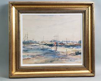 069 410 Wilson Silsby signed watercolor maritime painting