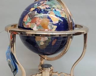 101 513 Gemstone globe featuring a blue lapis ocean and