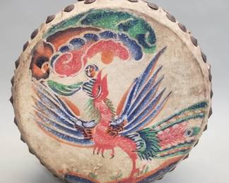 405 Vintage hand painted Chinese celebratory drum