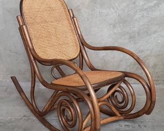125 370 Thonetstyle bentwood and cane rocking chair
