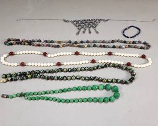 203 Group of vintage semiprecious bead necklaces,