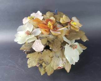 152 Vintage Chinese hardstone bonsai flower tree