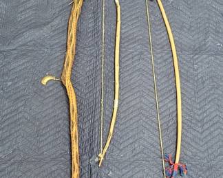 442 Native American style bows and walking stick