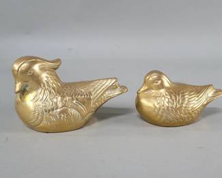 555 Pair of brass Mandarin duck figures