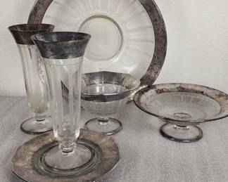 190 316h Vintage Sterling silver deco style bowls glasses