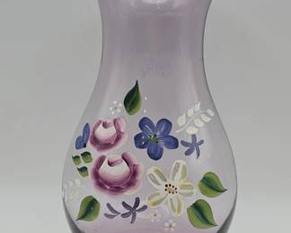 587h Vintage handblown purple art glass vase with