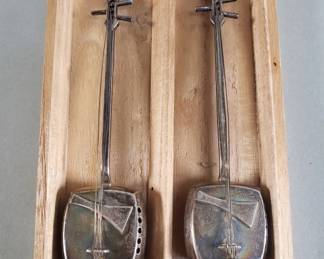 161 95 Pair of vintage Japanese shamisen sterling