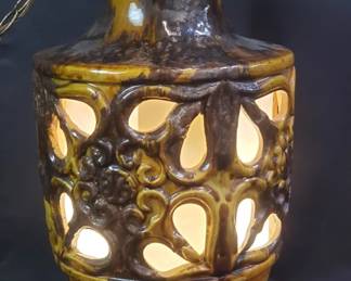 143 365 Midcentury glazed ceramic swag pendant lamp